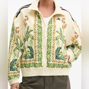 Farm Rio Adidas Women's Cream Tropical Bomber Jacket